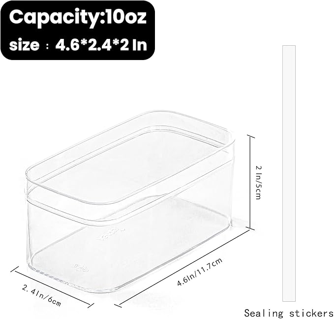 Plastic Rectangle Dessert Cups Boxes with Lids and Sporks,packaging for baked,Cookie Tiramisu Containers for Fruit,Pudding,Mousse,Parfait Cups With Lids(8, Rect 4.6 * 2.4 * 2 IN-Boxes)
