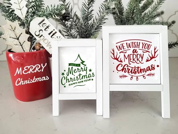 DGAGA 17PCS Christmas Silk Screen Stencils, Chalk Paste and Transfers, Winter Self-Adhesive Reusable Stencils for Painting on Wood, Fabric, Home Decor, With Mini Squeegees Set