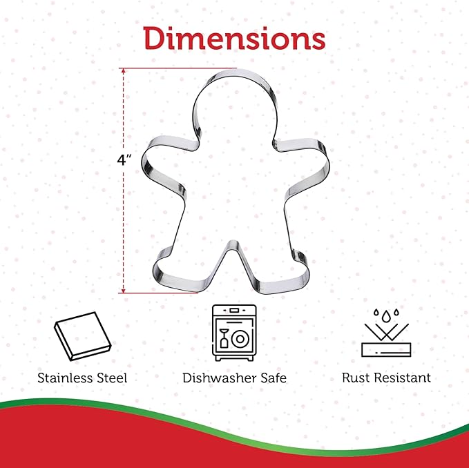 Gingerbread Man Cookie Cutter, Premium Food-Grade Stainless Steel, Dishwasher Safe