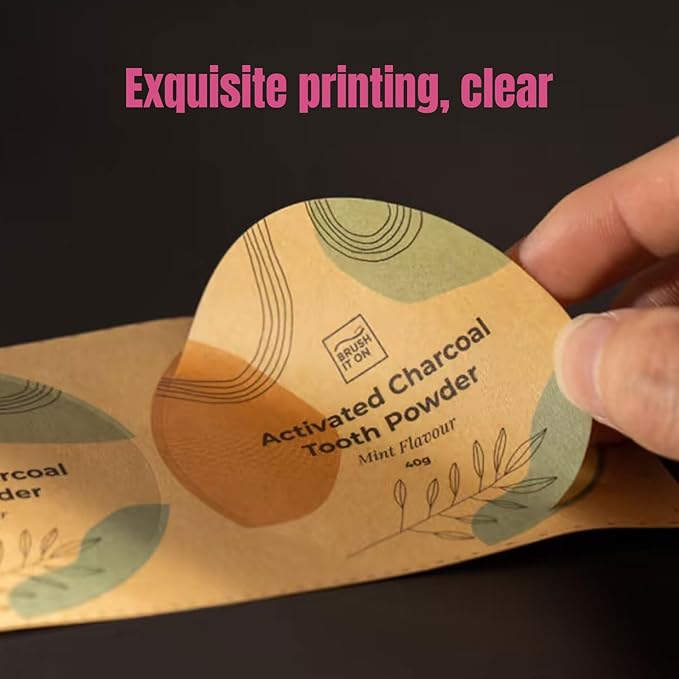 Custom Lables Round Kraft Paper Stickers, Decorative Labels with Floral Wreath Personalized with Texts, Logo, Thank You Labels for Business 100 Pack (Style 17)