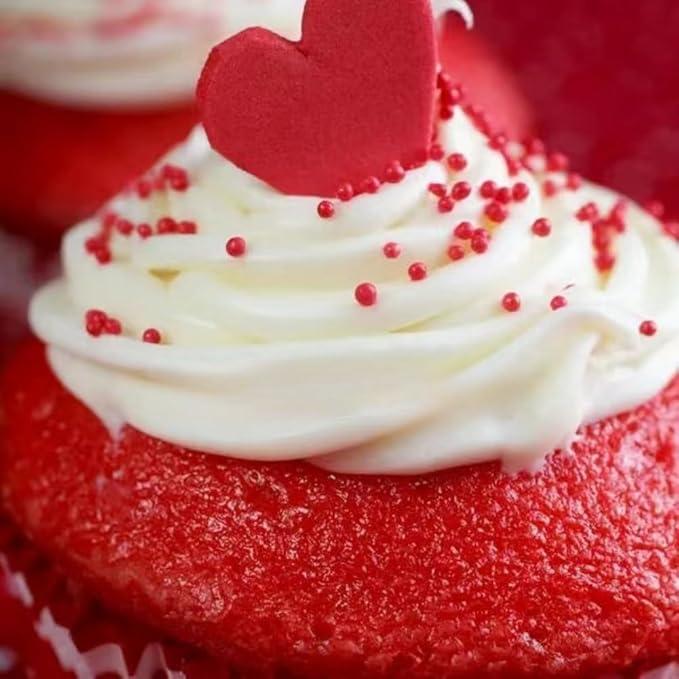 Edible Red Sugar Pearls Sprinkles Candy Mix Size Pearls Cake Decorations Cupcake Toppers Cookie Decorating Perfect for Wedding Party Valentine Halloween Christmas Supplies 4.58OZ