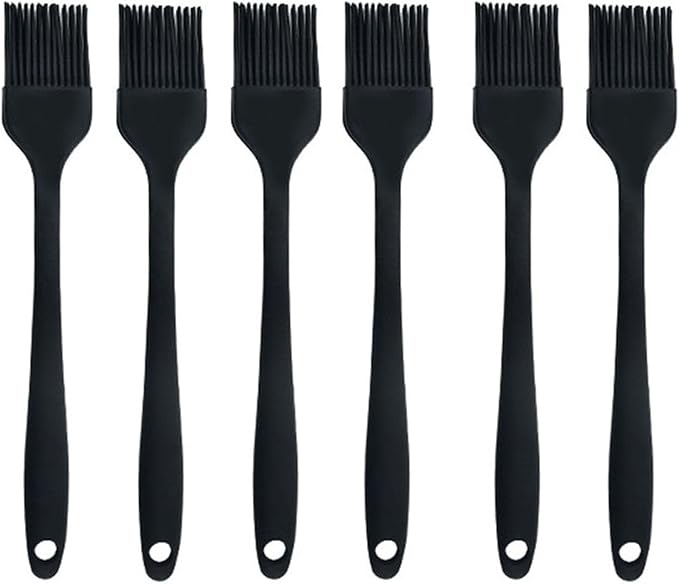 Silicone brush, Oil Brush for BBQ Kitchen Cooking Baking and Grilling (6 PCS,black)