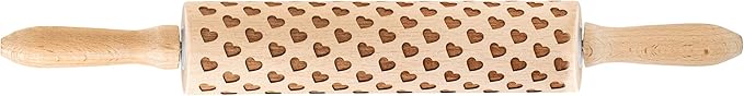 Mrs. Anderson’s Baking Embossing Rolling Pin, Heart Design, European Beechwood
