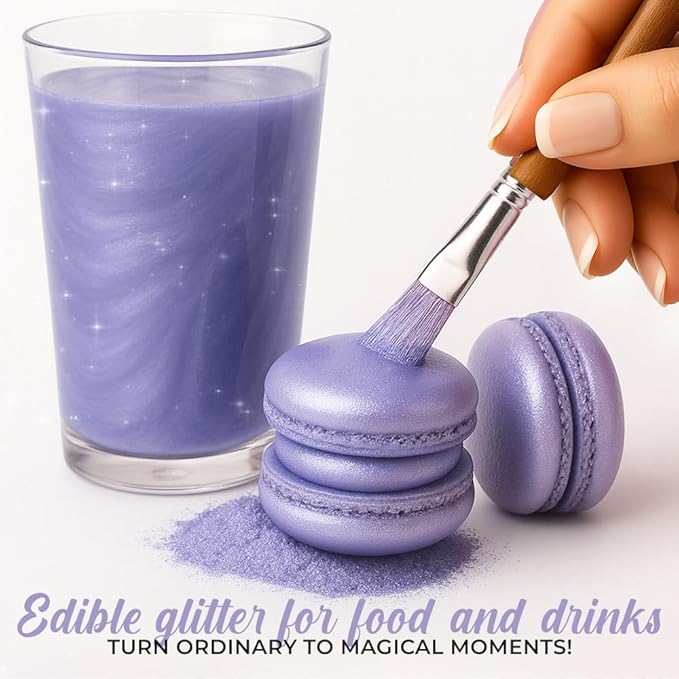 Purple Edible Glitter for Drinks | Premium Edible Glitter for Cakes, Cocktails, Purple Cake Decorating Decorations Food Grade, Vegan, Kosher, Halal, Gluten Free - Made in USA