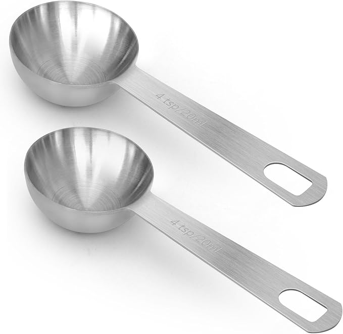 2 PCS 4 Teaspoon(20 mL | 20 cc | 4 Tsp | 1 1/3 Tablespoon) Stainless Steel Single Measuring Spoon, Easy to Use and Easy to Wash Metal Measuring Spoons Kitchen Gadgets for Cooking & Baking
