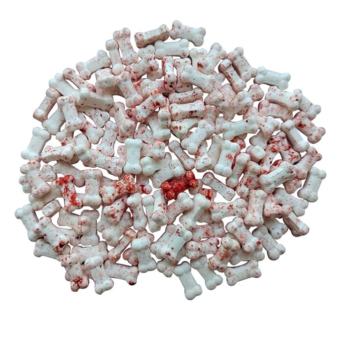 1 Bottle Bloody Red Dog Bones Candy Cake Cupcake Toppers Cookie Decorations Edible Dessert Sprinkles for Halloween Christmas Cake Cupcakes Decoration