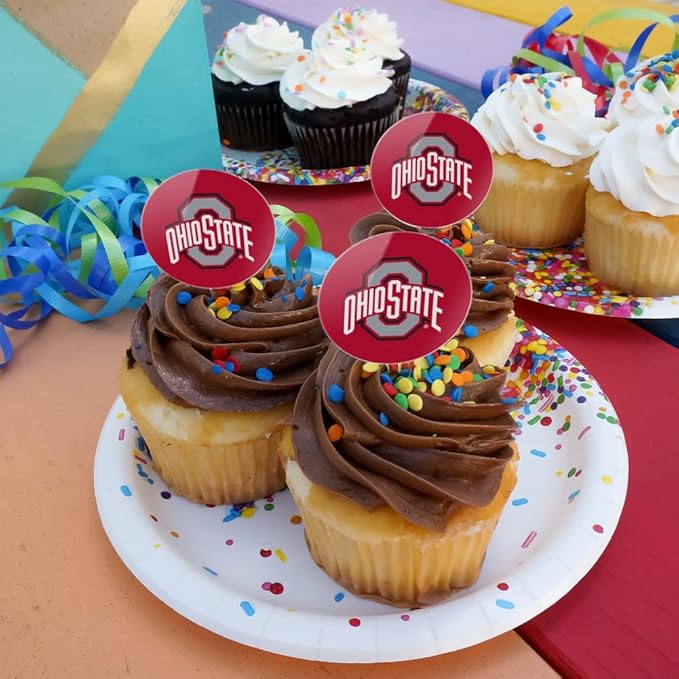 The Ohio State University Primary Logo Cupcake Picks Toppers Decoration Set of 6