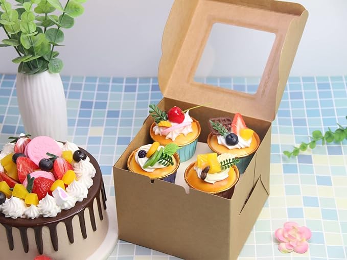 12Packs 6 inch cake box，bento cake box 6 * 6 * 5 Inch mini cake boxes with Window,Mixed Dessert boxes Pastry boxes Cupcake boxes Cookies boxes