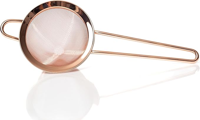 Bull in China Fine Mesh Strainer with Handle - Copper Finish | Bar Hand Strainer | Wire Mesh Cocktail Strainer | Strainer for Bartending