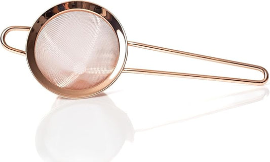 Bull in China Fine Mesh Strainer with Handle - Copper Finish | Bar Hand Strainer | Wire Mesh Cocktail Strainer | Strainer for Bartending