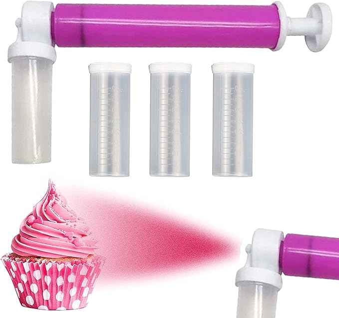 Rainmae Manual Airbrush for Decorating Pastry Cake, DIY Baking Tools with 4pcs Cake Spray Tube for Kitchen Cupcakes Cookies and Desserts Decorating Cake Icing Coloring Spray Gun, Kitchen Supplies Tool