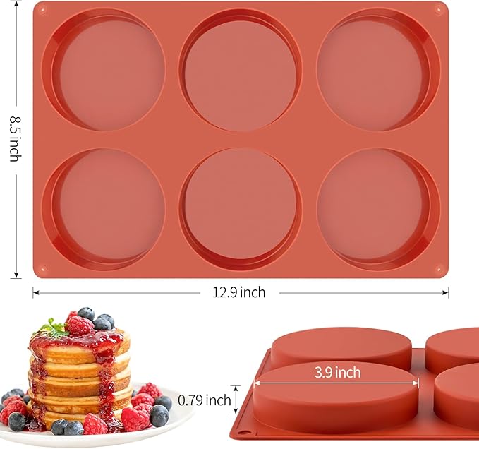 Ocmoiy 4 Inch Silicone Egg Mold for Baking/Jumbo Muffin Top Pan, 1 Pack Non-Stick Large Round Mold for Hamburger Bun, English Muffin, Tarts, Pies, Corn Bread, Egg Sandwich Breakfast
