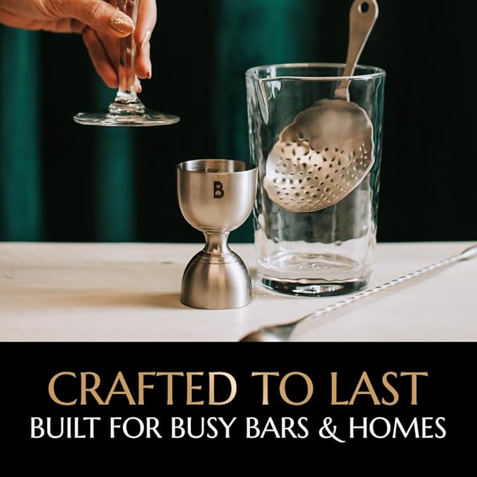 Double Bell Jigger by Bull In China - 0.25oz to 2oz Measures for Cocktails, Bars & Bartenders (Gold)