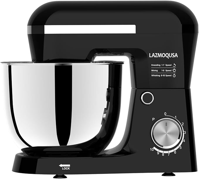 3 in 1 Electric Stand Mixer with 5.5 Quart Bowl, Household Food Mixer 10+p Speeds, Kitchen Tilt-Head Bread Dough and Cake Mixers for Home Daily Use (Black)
