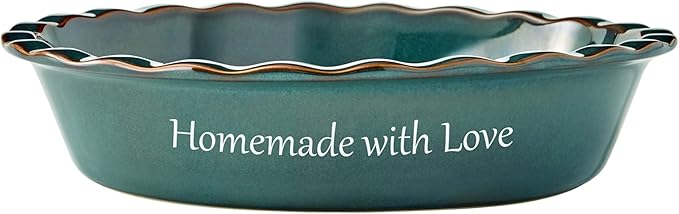 Let's Make Memories Personalized Stoneware Pie Dish - Teal