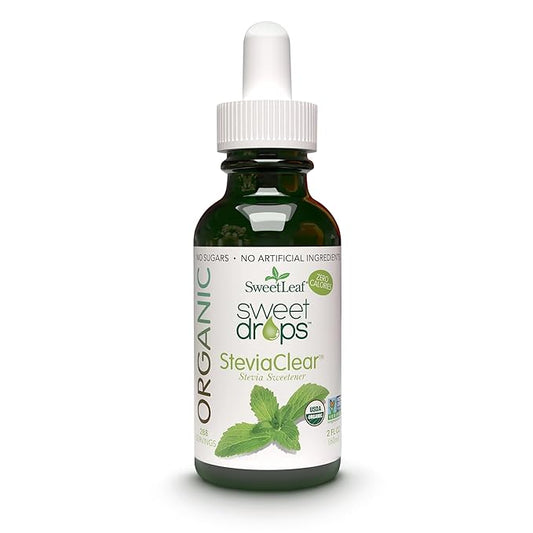 SweetLeaf Organic Sweet Drops- Flavored Stevia Liquid Sweetener, Stevia Extract, Zero Calorie, Gluten Free, Keto Friendly, Non GMO, Natural Flavor, Sugar Alternative- Stevia Clear, 2 Fl Oz (Pack of 1)