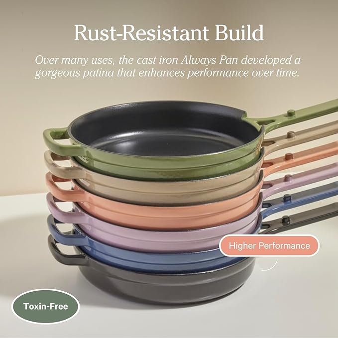 Our Place Cast Iron Always Pan | Premium Enameled, Toxin-Free Surface | 10-inch 8-in-1 Multifunctional Cookware System | Lid, Handle Covers | Heavy Duty Skillet | Oven & High Heat Safe | Char