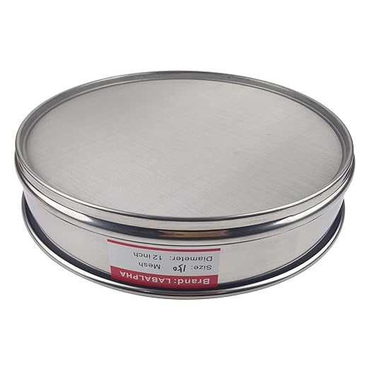 LABALPHA 150 Mesh Lab Sieves, 150 Mesh Test Sieve, 12'' Diameter, 304 Stainless Steel Wire Cloth (0.1mm)