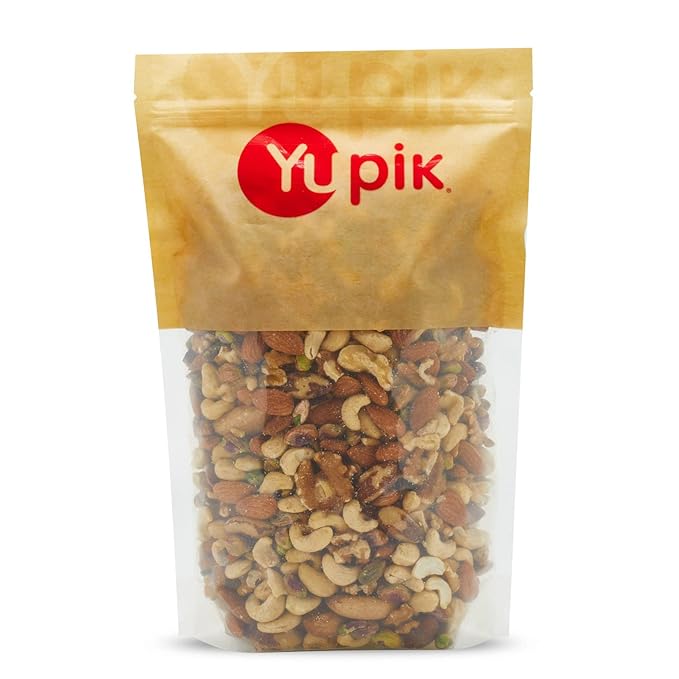Yupik Raw Mix Nuts, 1 lb, Premium Natural Mixed Nuts with Almonds, Walnuts, Pistachios, Cashews, and Brazil Nuts, Healthy Snack,Brown, Pack of 1