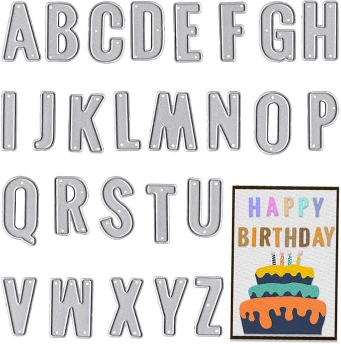 26 Alphabet Letters Die Cuts for Card Making, Capital Letters Words Cutting Dies Sets Stencils Embossing Template for Scrapbooking DIY Cards Photo Album Craft Decorations