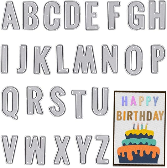 26 Alphabet Letters Die Cuts for Card Making, Capital Letters Words Cutting Dies Sets Stencils Embossing Template for Scrapbooking DIY Cards Photo Album Craft Decorations