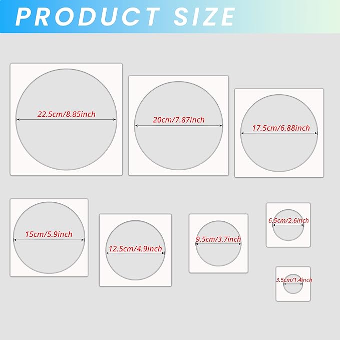 Large Circle Stencil for Painting,Reusable Plastic 8 Pcs Circle Templates Stencils for Fabric Walls Paper Arts Projects Home Decoration