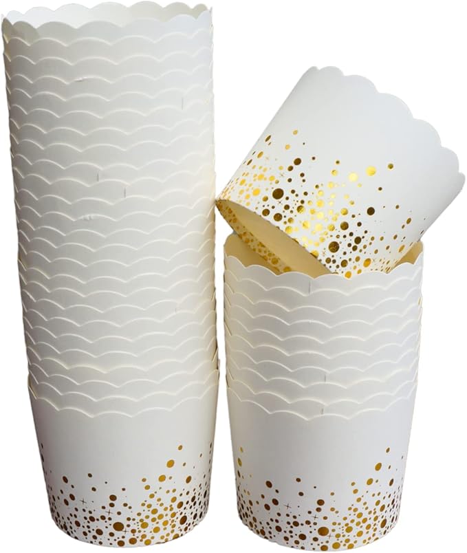 50-Pack Paper Baking Cups, Greaseproof Disposable Cupcake Muffin Liners (Large, Gold Confetti