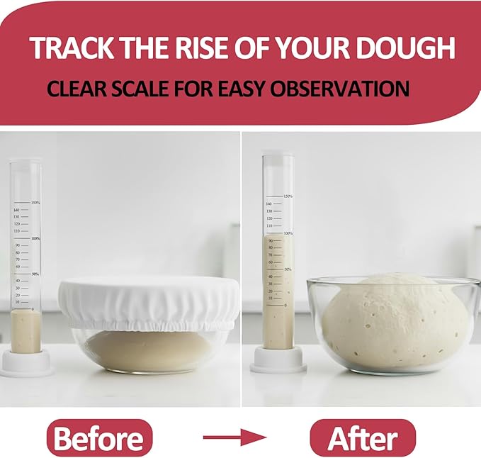 Sourdough Aliquot Jar Set, Glass Fermentation Tracker Tube with 0–150% Scale, Precision Sourdough Starter Kit for Dough Rise, Bread Proofing, Home Baking Supplies