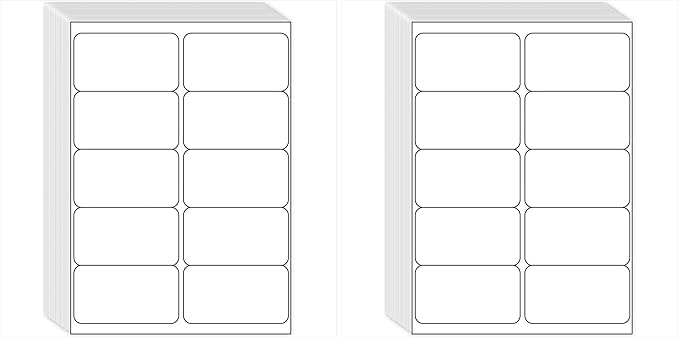 MPRT 2" x 4" Shipping Address Labels 1000 Label Stickers Paper for Laser & Inkjet Printer 10 per Page Printable Mailing Labels - Matte, 100 Sheets (Pack of 2)