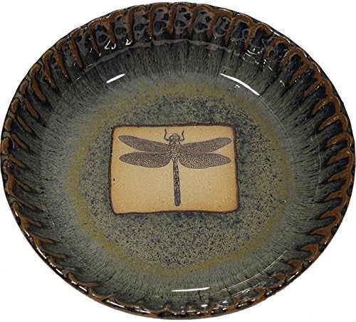 ALWAYS AZUL POTTERY Dragonfly Fluted Pie Pan in Seamist Glaze - Handmade Pottery Ceramic Bakeware - Versatile Stoneware & Cookware - Baking Plate Great for Pies, Tarts, Quiche and More
