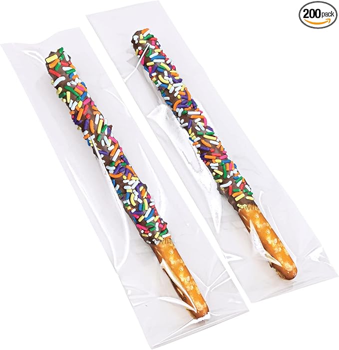 Wowfit 200 Count 2x10 Inch Clear Cellophane Plastic Bags, Resealable Self-Sealing Cello Treat Bags Good for Pretzel Rods, Candies, Jewelry Wrappers, Pen Gifts and More