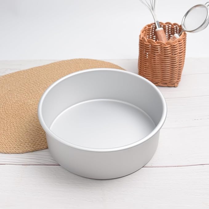 8×3 round Cake Pan Aluminum cake tin baing pan for birthday cake party (8×3 round Cake Pan)