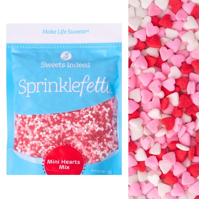 Sweets Indeed Sprinkles Bulk 10 ounce Edible Sprinkle Mix Perfect for Cake Decorations Baking Ice Cream Cookies Cupcake Topper (Mini Hearts)