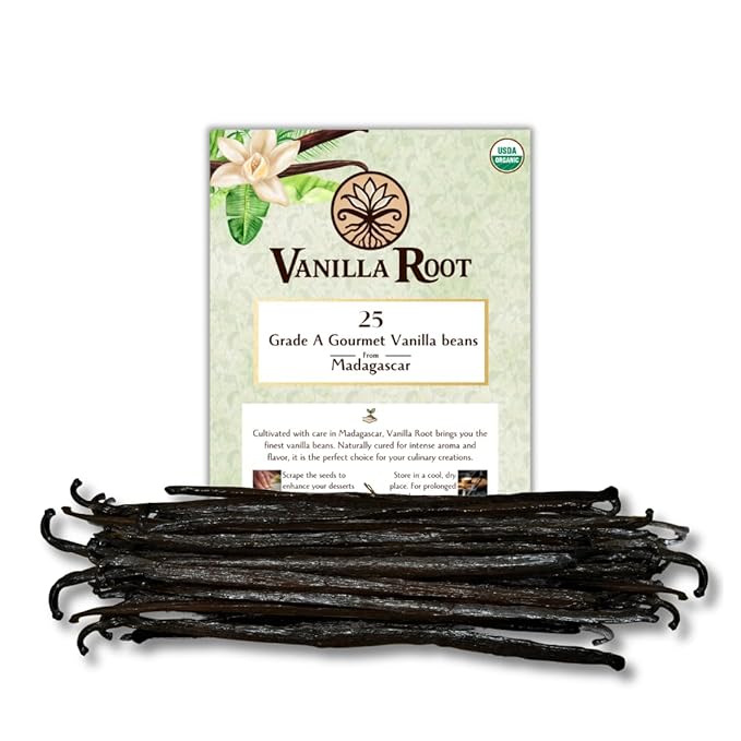 25 Organic Madagascar Vanilla Beans Grade A, Gourmet Vanilla Pods for making Extract and Bakery (25 Count (Pack of 1), 25, Count)