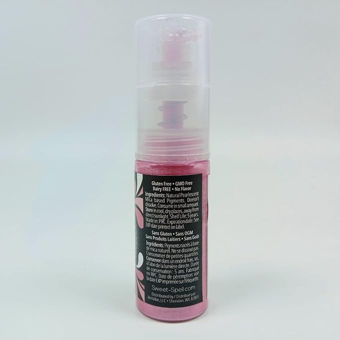 Sweet Spell Edible Cake Glitter Spray – Shimmering Magic for Cakes Decorating & Cocktails – 100% Edible, Food-Grade, Vegan, Gluten-Free (Pink)