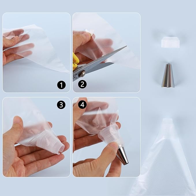 231Pcs Piping Bags and Tips Set，Disposable Frosting Piping Kit Includes 200Pcs Piping Bags(11.7In)，24 Piping tip，3 Cake Scrapers，2 Couplers and 2 Icing Bags Ties