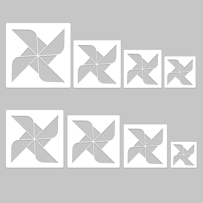 Large Stencils Painting 8 PCS Plastic Windmill Reuseable Stencils Deco for Painting Spraying Drawing on Wall Wood Flag Paper