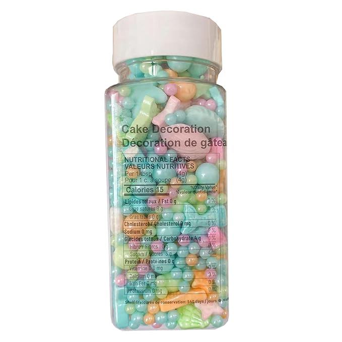 Sentovac Colorful Mermaid Sprinkle Edible Decorating Ocean Sprinkles for Cake Cupcake Topper Cookie Baking Decorations Starfish Shell Pearl Mermaid Candy Mix Mermaid Party Birthday Cake Decorations