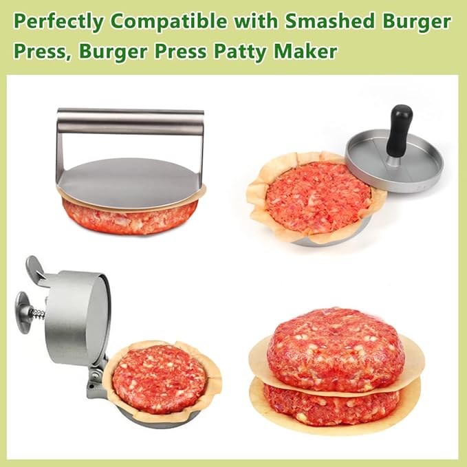 BYKITCHEN 7 Inch Parchment Paper Rounds, Set of 200, Hamburger Patty Paper/Burger Press Liners, Non Stick Round Cake Pan Liners for Smash Burger Press, Burger Patty Maker, Springform Pan and More