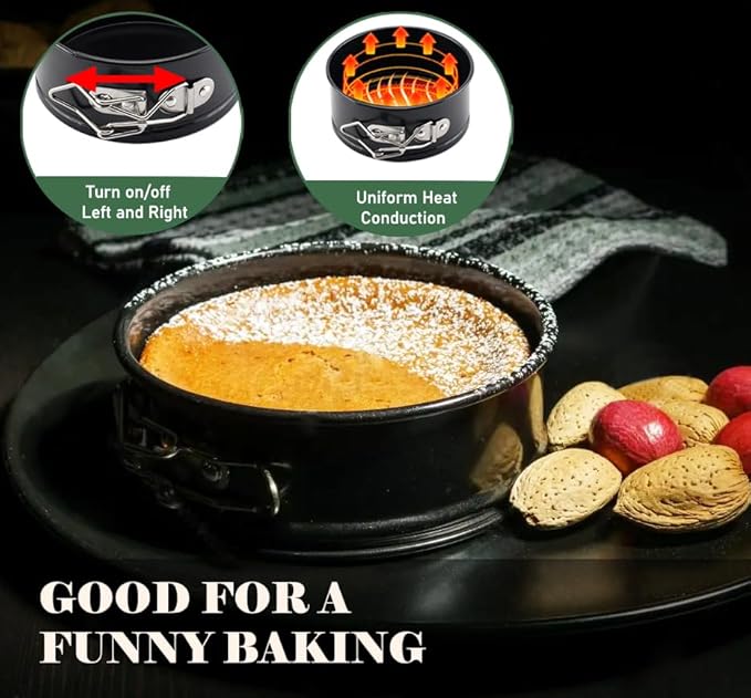 4 Pack Springform Pan Tins Set 4, 7, 9,10 Inch Baking Mold Round Leakproof Nonstick Removable Bottom Bakeware for Cake Cheesecakes Pie Pizza and Quiches