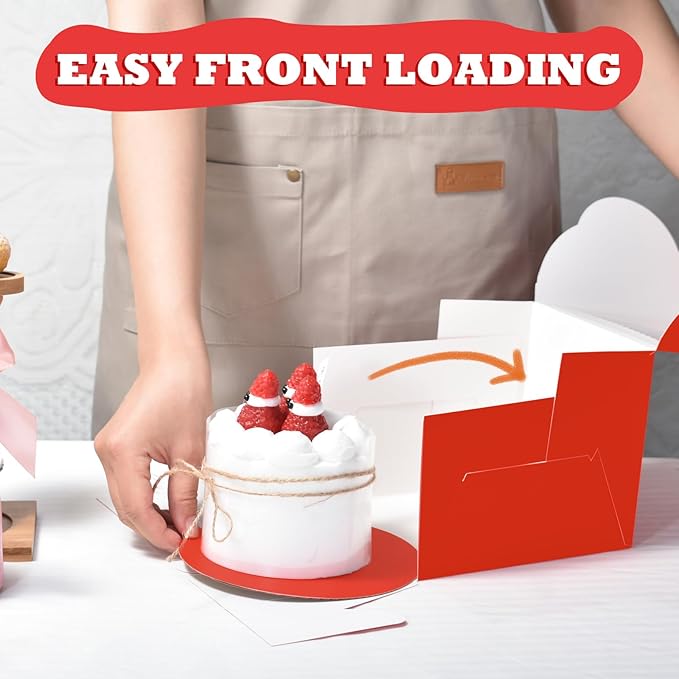 KPOSIYA 40pcs 6x6x5 inch Mini Cake Boxes with Cake Boards (20 Boxes & 20 Boards), 6 inch Small Cake Boxes with Lids，Cajas de mini pastel Bakery Boxes with Window for Christmas Thanksgiving