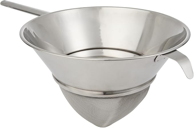 Restaurantware Chinois Strainer 1 Count 11.8" Stainless Steel Bouillon Cone with Extra Fine Mesh China Cap Strainer for Sauces, Stocks, Soups, Broths, Sifting, Sieving, Professional Kitchen Tools