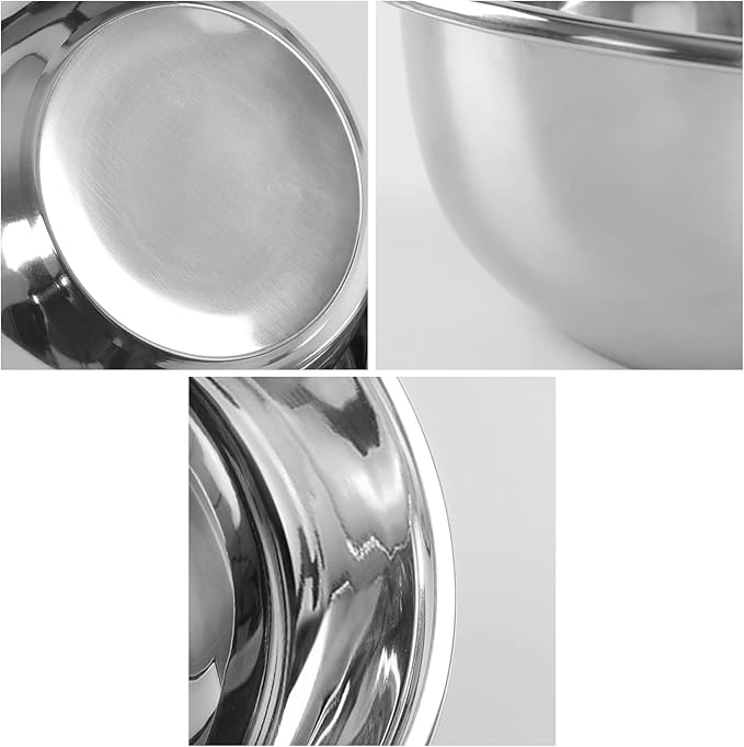 Jekiyo Stainless Steel Mixing Bowls, Metal Prep Bowls for Kitchen, Set of 4