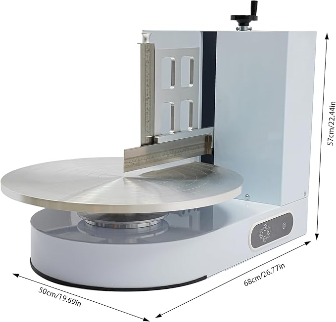 Cake Decorating Machine, 4-16 inch Cake Cream Spreading Coating Smearing Machine Cream Smooth Coating Decoration with Adjustable Spatula Turntable for Cake Shops, Dessert Shops (White)