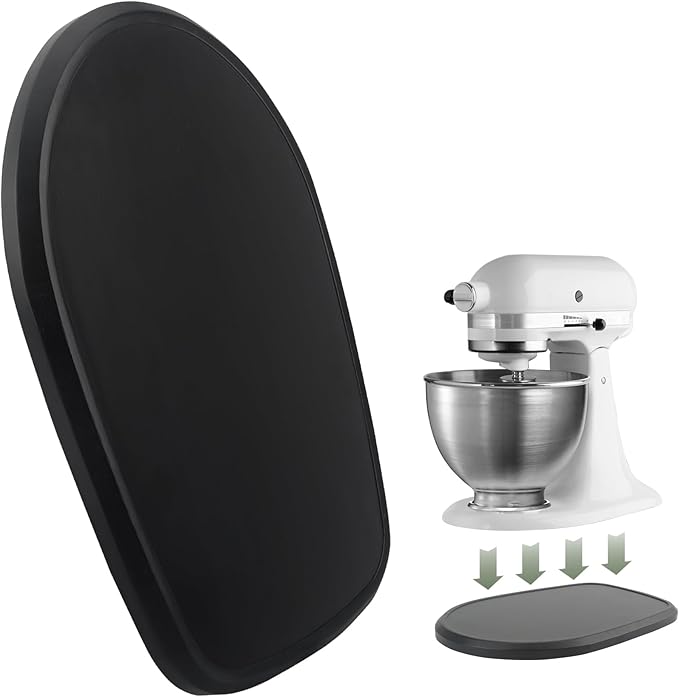 Compatible with Kitchen Aid Mixer Slider for 4.5-5 QT Stand Mixer, Bamboo Sliding Board Upgrade Thicker Sliders, Kitchen Aid Sliders for Countertop, Mixer Slider Mat for Kitchen Aid Stand Mixer Black