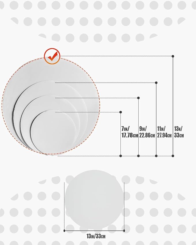 qiqee 13 Inch White Cake Boards Round 40-Packs Circles Rounds Base Food-Grade Cardboard Cake Plate（Thinner But Stronger）
