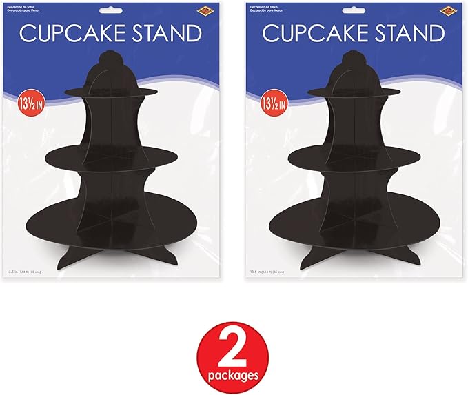 Beistle 2 Piece Durable Boardstock 3-Tier Cupcake Stands for Birthday Parties, Wedding Reception Centerpieces, Halloween Dessert Holders