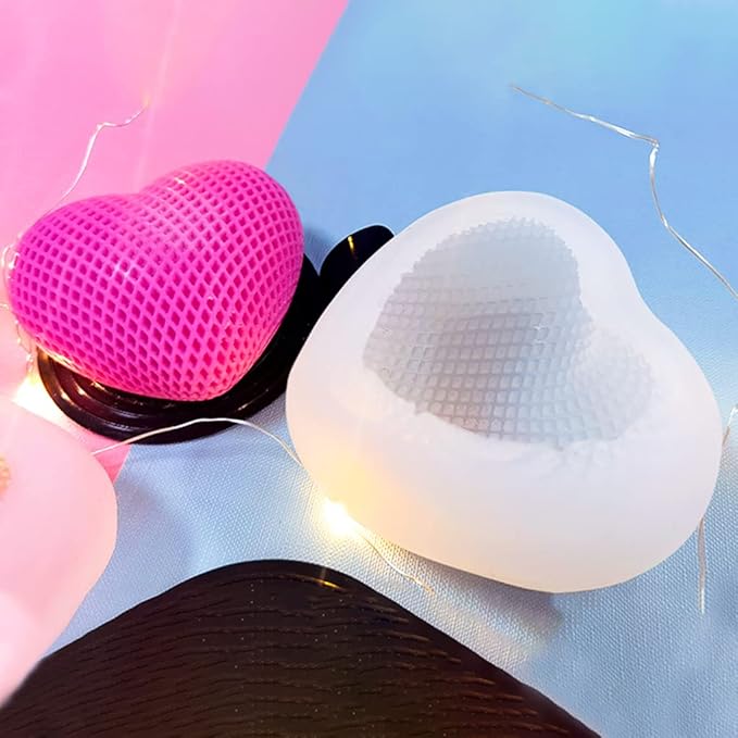 FineInno Textured Heart Candle Mold,3D Love Silicone Mould for Epoxy Resin,Handmade Soap,Plaster,Bath Bomb Decor,Aromatherapy,Clay,DIY Craft