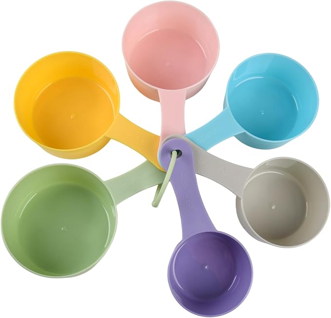 Smithcraft Measuring Cups Set 6, Colorful Plastic Measuring Cup Set, Big Size Metric & US Measure Cups, Cute Dry Measurement Cups for Kitchen & Baking, Cooking Measure Cup with 3/4 & 2 Cup