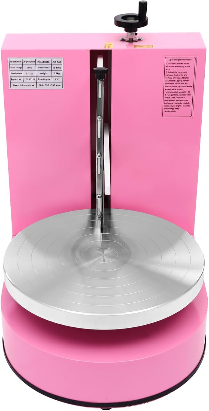 LOYALHEARTDY 200W Cake Spreading Machine with Turntable,Cake Turntable Adjustable Spatula, Touch Control, Cake Icing Machine, Pink - Perfect for Professional Cake Decorating,Pink